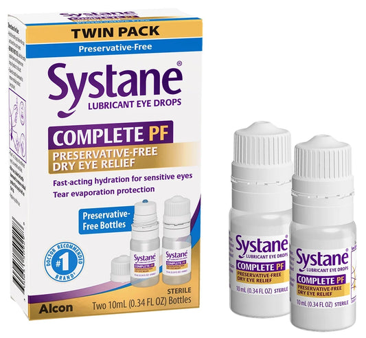 Complete Preservative Free Lubricant Eye Drops for Dry Eyes, Twin Pack